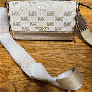 Michael Kors Cream and Gold Crossbody Bag